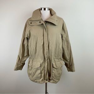 Fleet Street Vintage Khaki Brown Full Zip Coat Jacket Women Size 16